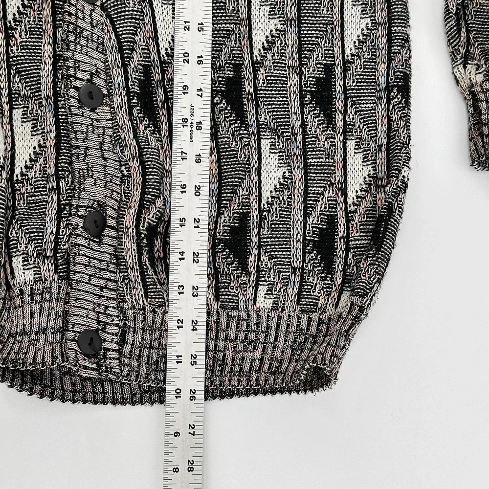 Vintage Protege Sweater Mens S Knit Cardigan Geometric Pattern 90s Pullover USA